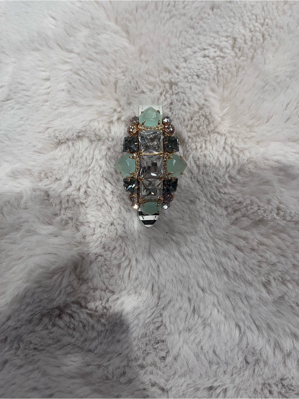 Henri Bendel Gold-Tone Statement Bracelet with Mint Green and Clear Stones - Picture 3 of 8